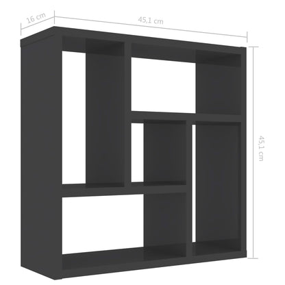 Wall Shelf High Gloss Grey 45.1x16x45.1 cm Chipboard