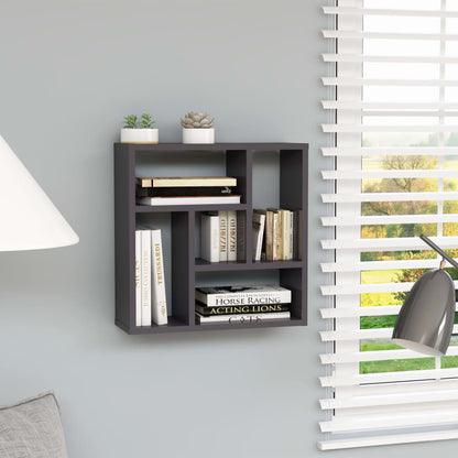 Wall Shelf High Gloss Grey 45.1x16x45.1 cm Chipboard