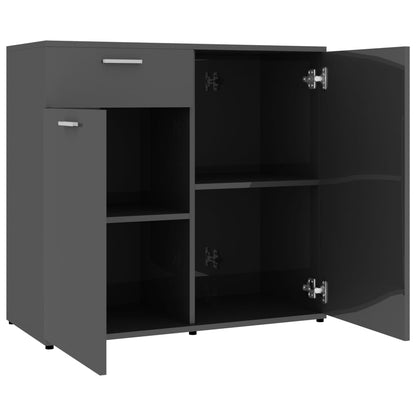 Sideboard High Gloss Grey 160x36x75 cm Chipboard