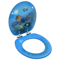 WC Toilet Seat with Soft Close Lid MDF Deep Sea Design