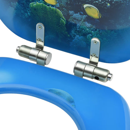 WC Toilet Seat with Soft Close Lid MDF Deep Sea Design
