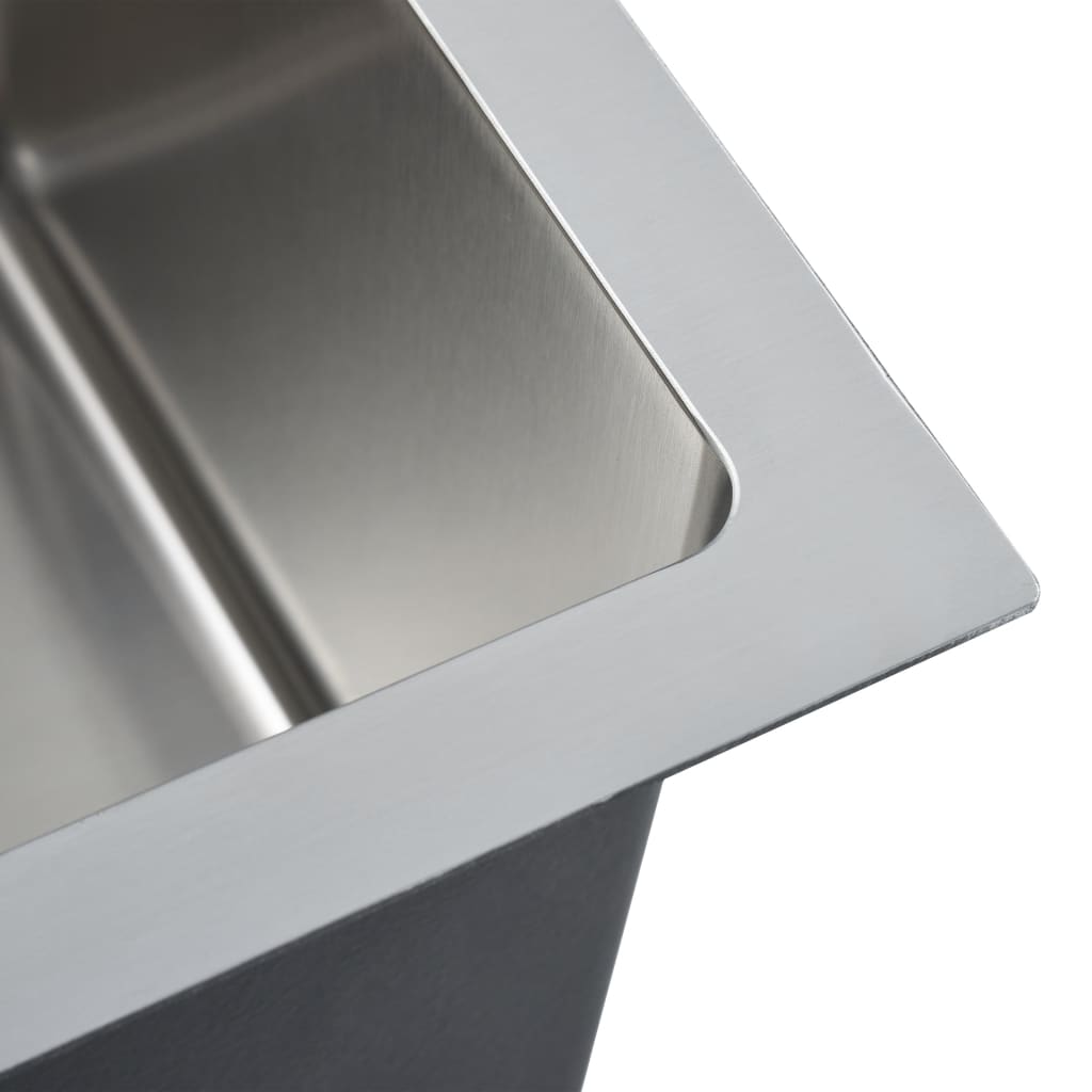 Handmade Kitchen Sink with Overflow Hole Stainless Steel
