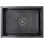 Handmade Kitchen Sink with Overflow Hole Black Stainless Steel