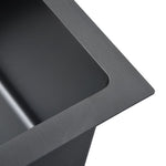 Handmade Kitchen Sink with Overflow Hole Black Stainless Steel