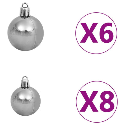 Slim Christmas Tree with LEDs& Ball Set Silver 120 cm