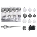 Slim Christmas Tree with LEDs& Ball Set Silver 120 cm