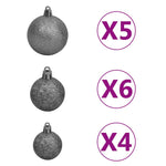 Slim Christmas Tree with LEDs& Ball Set Silver 120 cm