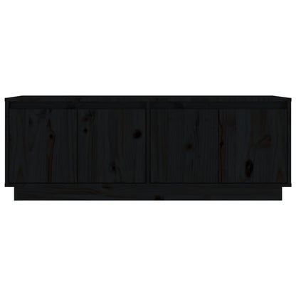 TV Cabinet Black Solid Wood Pine