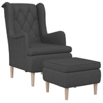 Armchair with Stool Dark Grey Fabric