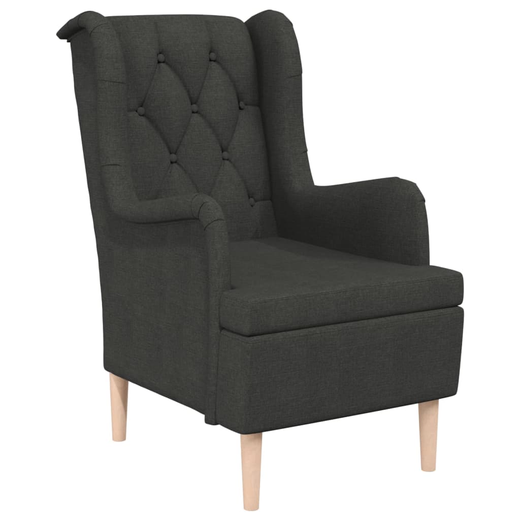 Armchair with Stool Dark Grey Fabric