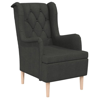 Armchair with Stool Dark Grey Fabric