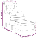 Armchair with Stool Dark Grey Fabric