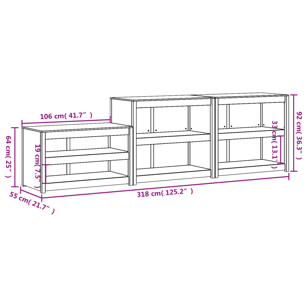 Outdoor Kitchen Cabinets Solid Wood Douglas-3 pcs