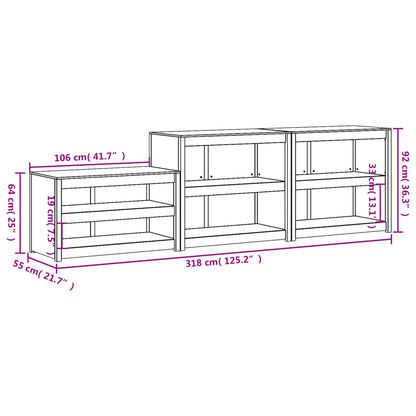 Outdoor Kitchen Cabinets Solid Wood Douglas-3 pcs