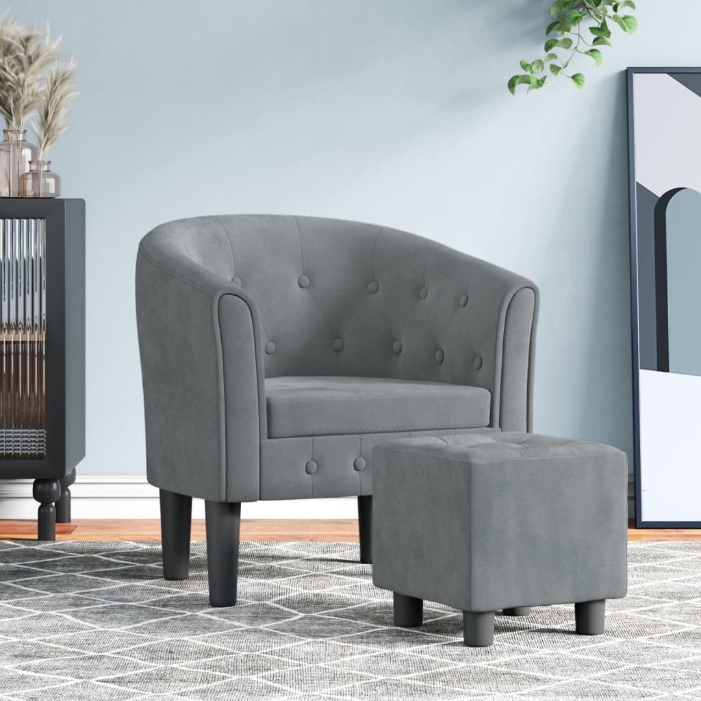Tub Chair Dark Grey/Black Velvet
