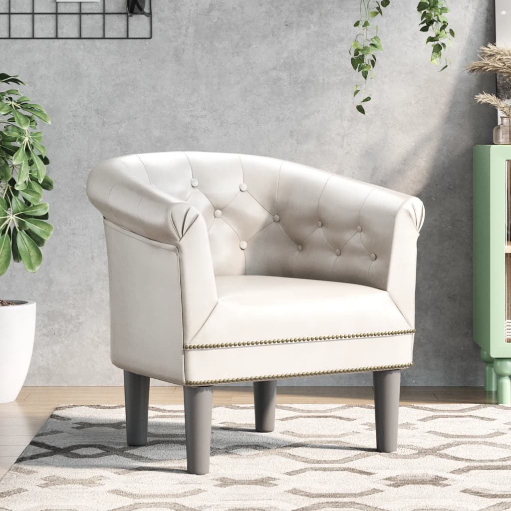 Tub Chair Silver/Brown/White Faux Leather