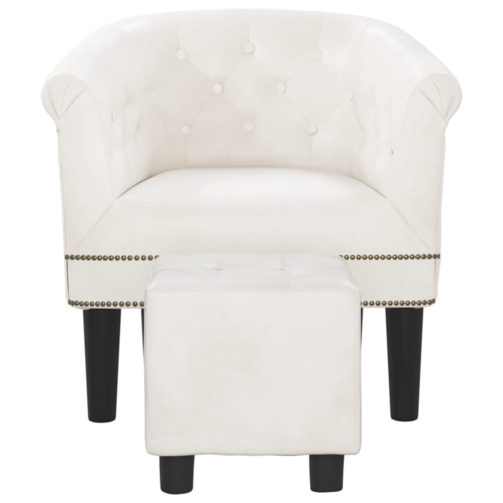 Tub Chair Silver/Brown/White Faux Leather