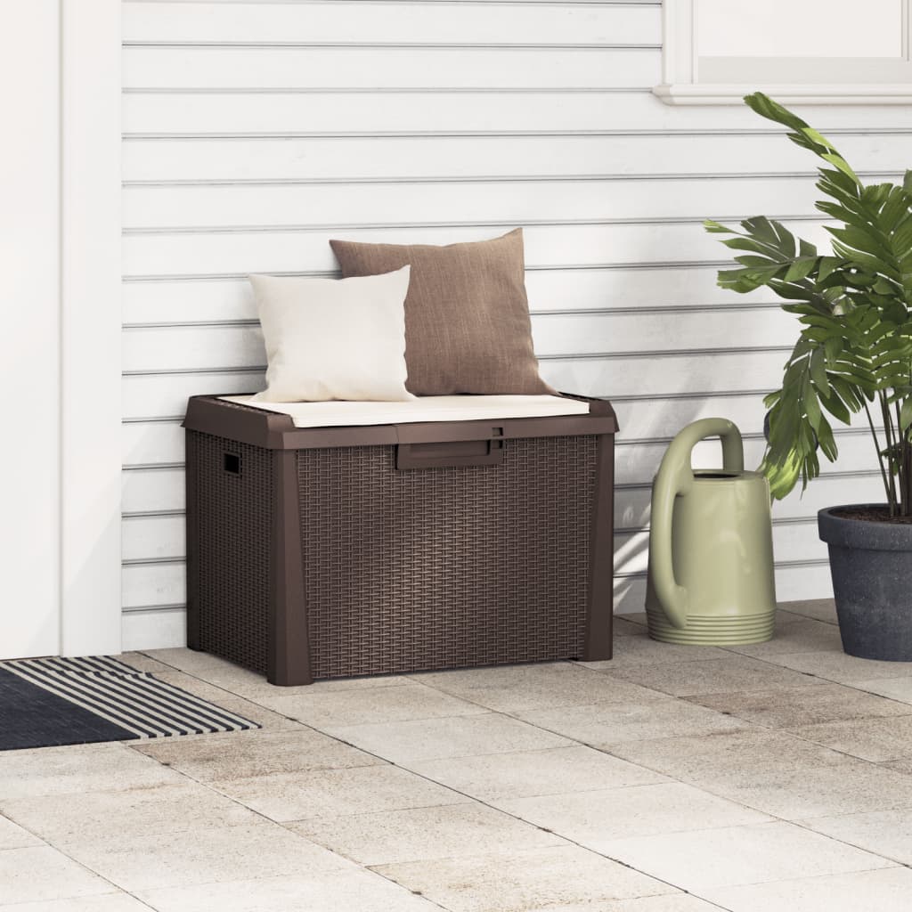Garden Storage Box with Seat Cushion Brown