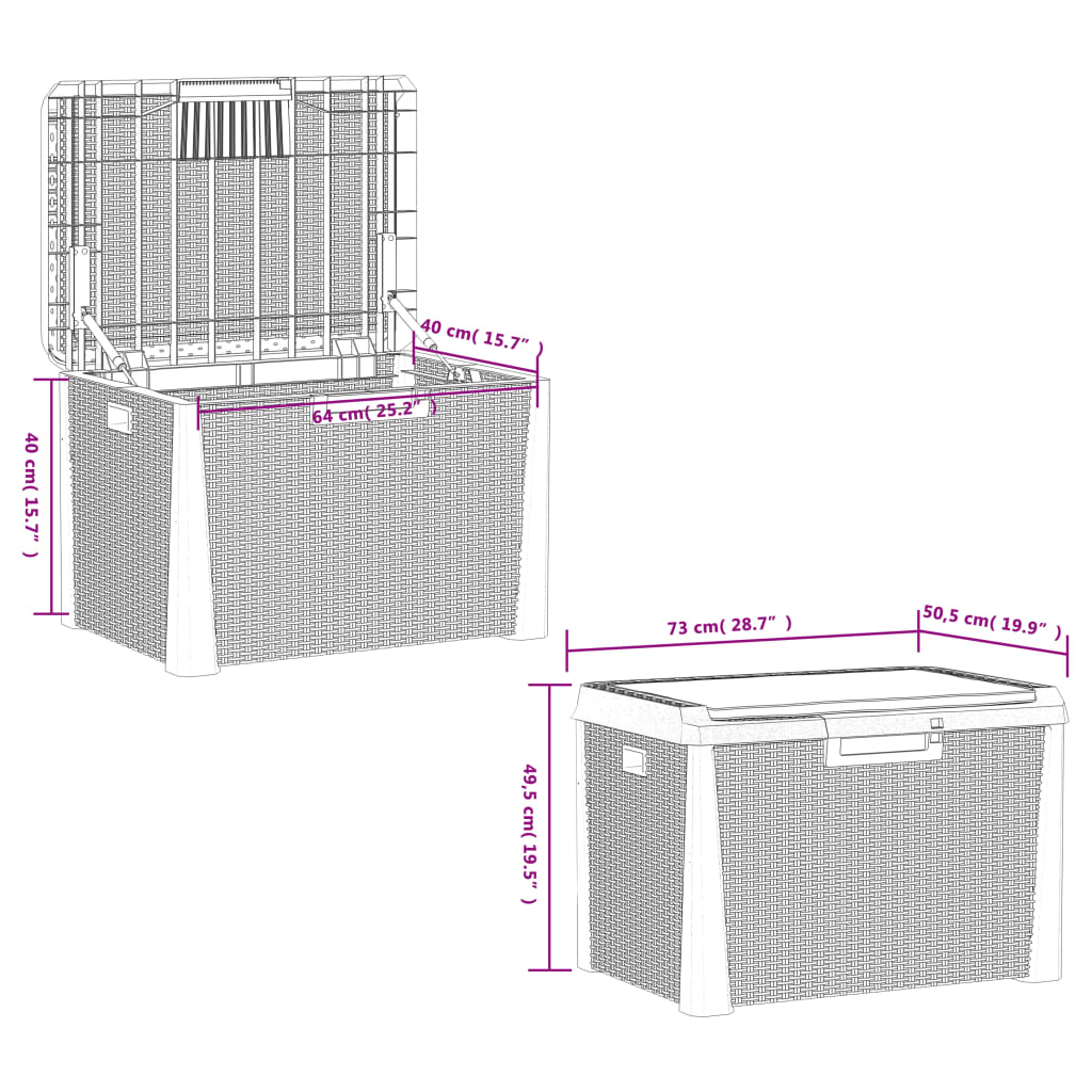 Garden Storage Box with Seat Cushion Brown