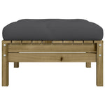 Garden Footstool with Cushion Impregnated Wood Pine