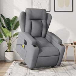 Stylish Electric Stand up Massage Recliner Chair Dark Grey Fabric