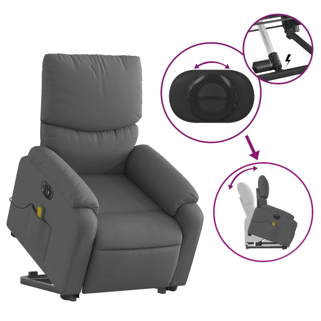 Dark Grey Electric Stand-Up Massage Recliner Chair