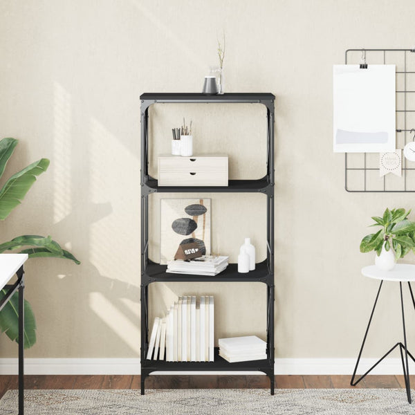  Bookcase 4,5,6-Tier Black Engineered Wood