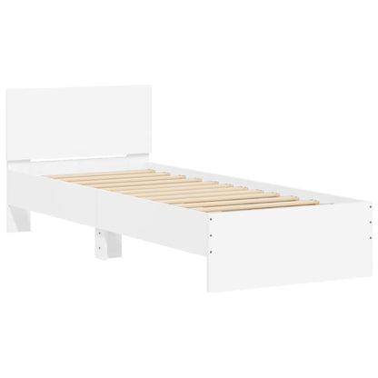 Bed Frame with Headboard White Engineered wood