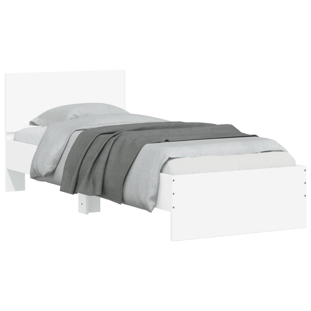 Bed Frame with Headboard White Engineered wood