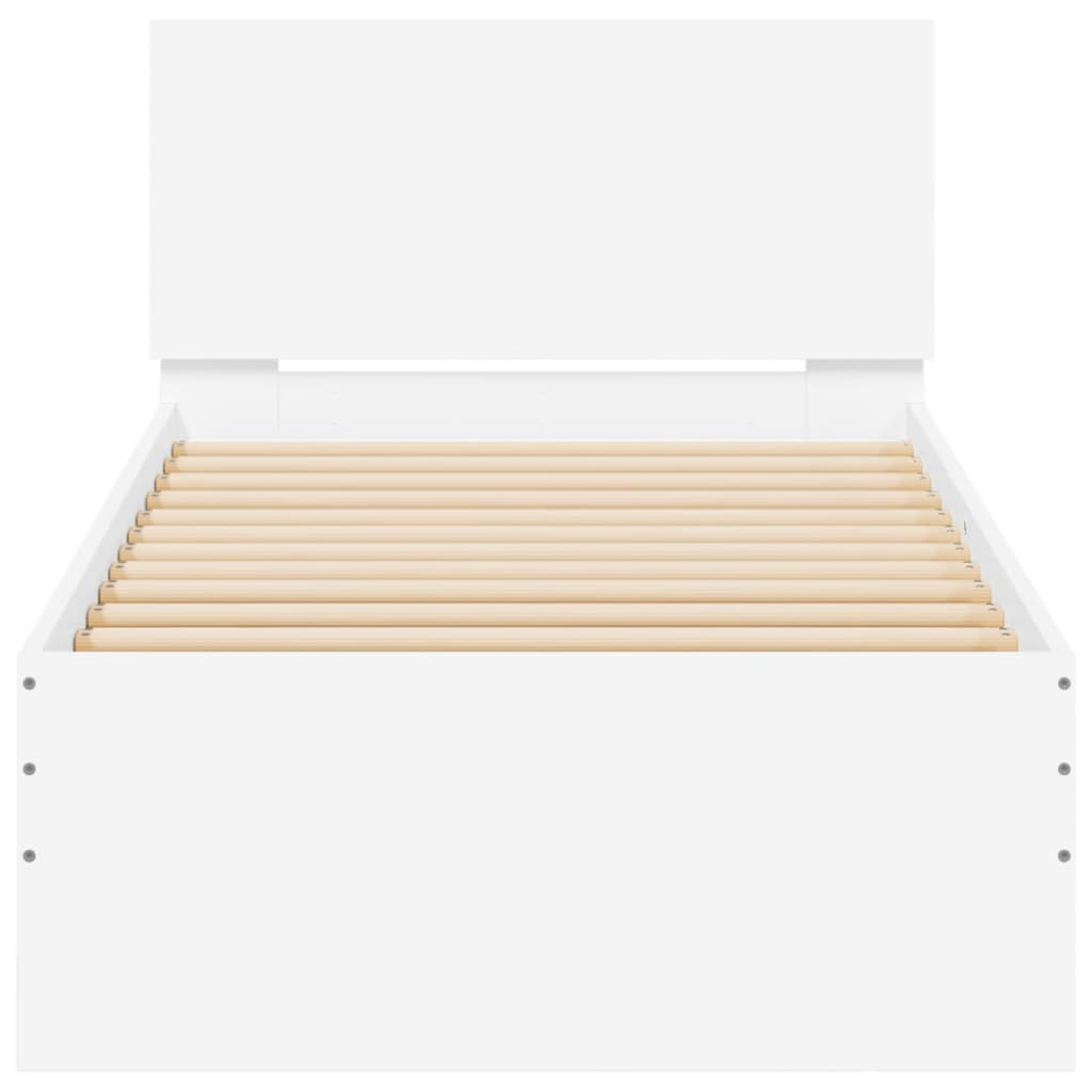 Bed Frame with Headboard White Engineered wood