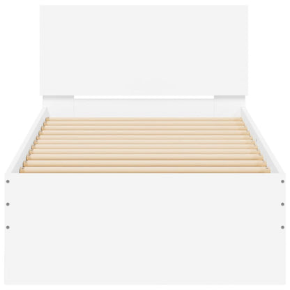 Bed Frame with Headboard White Engineered wood
