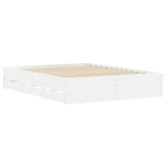 Bed Frame with Drawers-White Engineered Wood