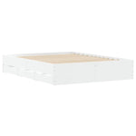 Bed Frame with Drawers-White Engineered Wood