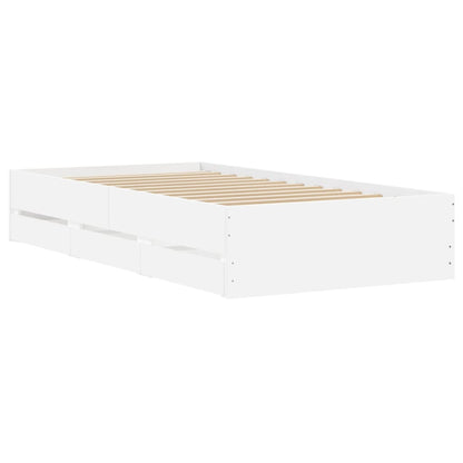 Bed Frame with Drawers White