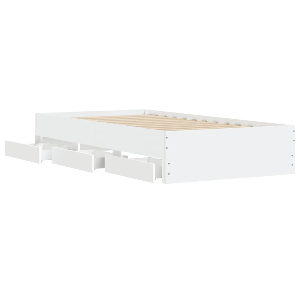 Bed Frame with Drawers White