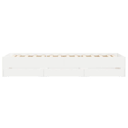 Bed Frame with Drawers-White