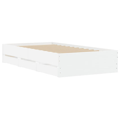 Bed Frame with Drawers-White