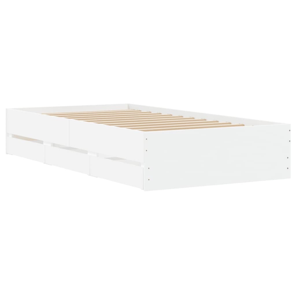 Bed Frame with Drawers White
