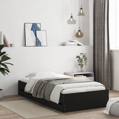 Bed Frame with Drawers White