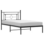 Metal Bed Frame with Headboard Black