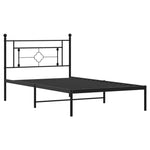 Metal Bed Frame with Headboard Black