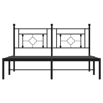 Black Metal Bed Frame with Stately Headboard