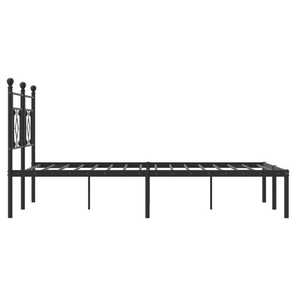 Black Metal Bed Frame with Stately Headboard