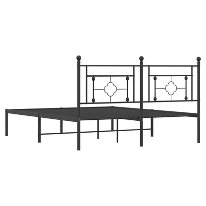Black Metal Bed Frame with Stately Headboard