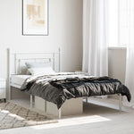 Metal Bed Frame with Headboard Black