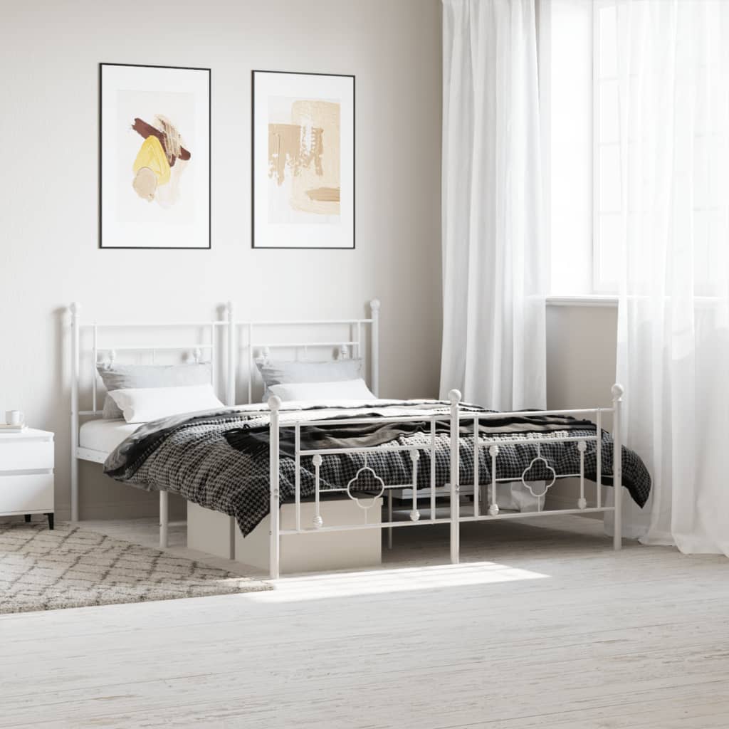 Elegance: Metal Bed Frame with Headboard and Footboard