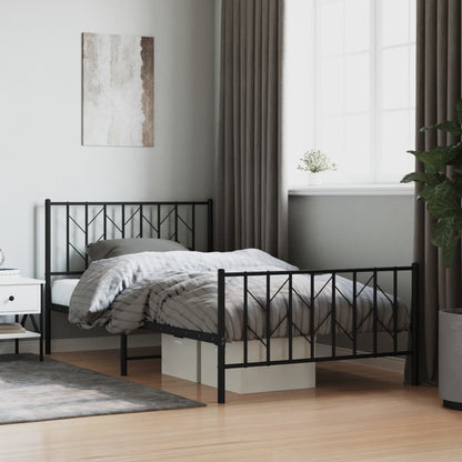 Metal Bed Frame with Headboard and Footboard White - 207×112×97cm