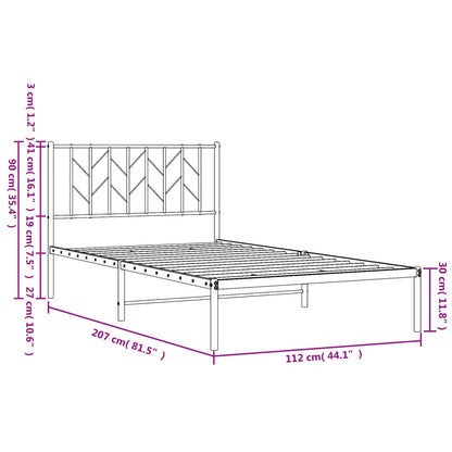 Metal Bed Frame with Headboard Black