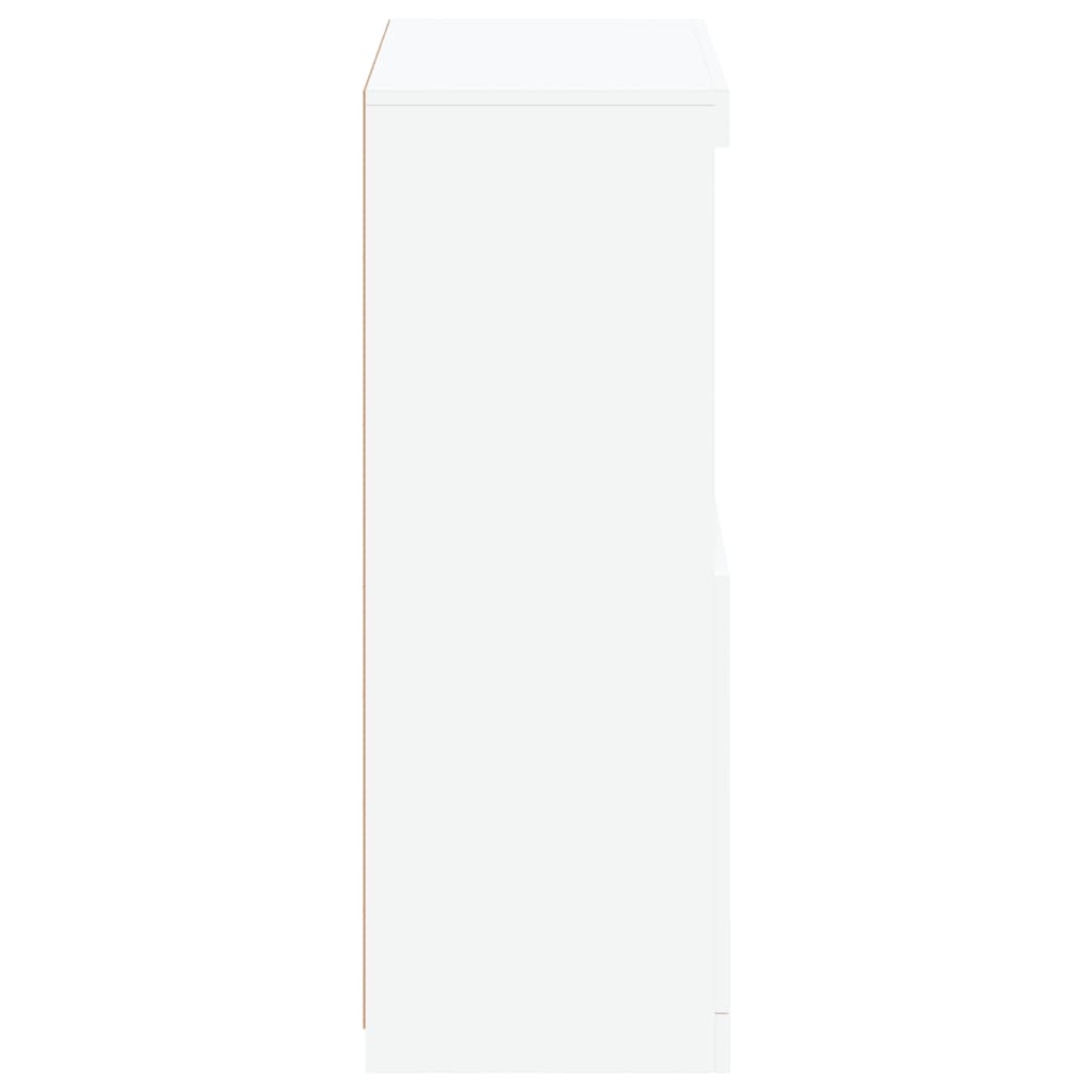 Side Cabinet with LED Lights White/Black Engineered Wood
