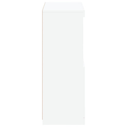 Side Cabinet with LED Lights White/Black Engineered Wood